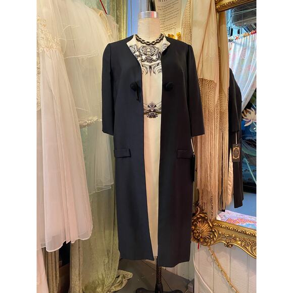 vtg 1960s 2 piece sheath and coat trompe l'oeil fabiola reversible 60s fashion - Picture 15 of 15